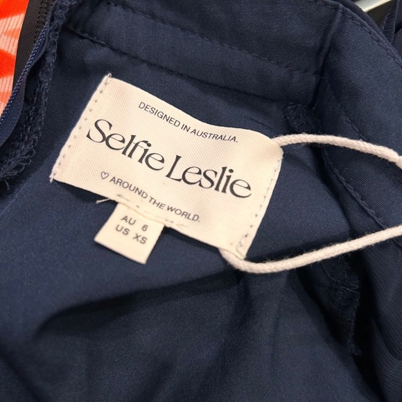 Selfie Leslie Navy Lark Ruffle Neck Pleated Party Cocktail XS - Picture 13 of 13